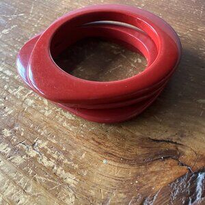 Vintage Maroon Bakelite Bangle Bracelets